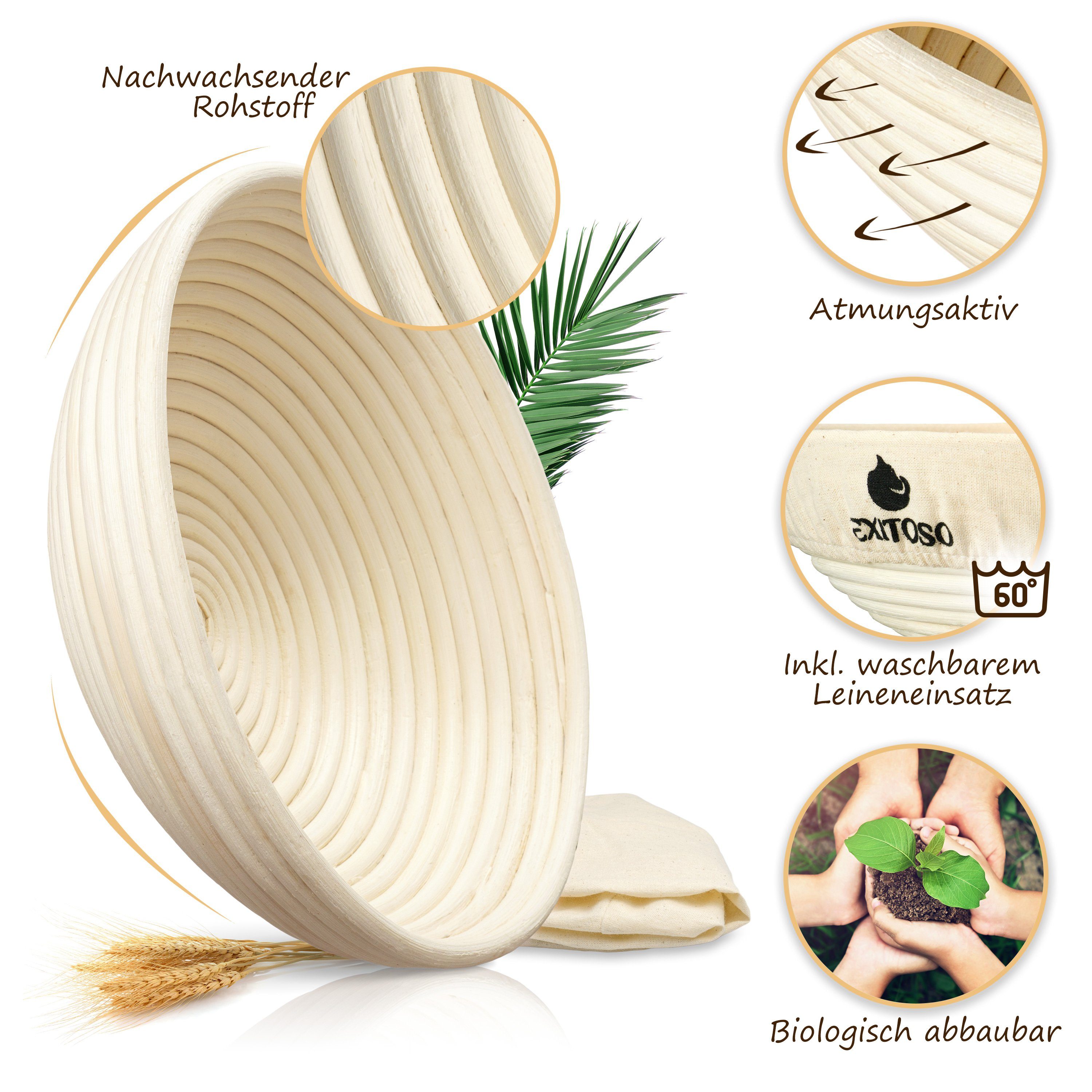Exitoso Gärkorb, - Gärkorb für Brot Brotkorb -Brotbeutel Rattan