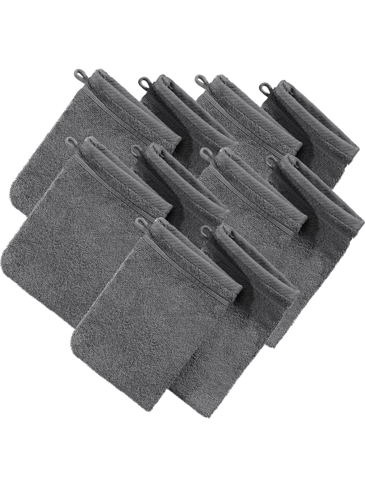 Erwin Müller Frottier Waschhandschuh 10er-Pack Heidelberg in anthrazit günstig kaufen 15 x 21 cm