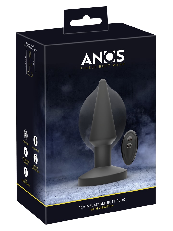 ANOS aufblasbarer Analplug RC Inflatable Plug with Vibration in schwarz günstig kaufen 14,5 cm