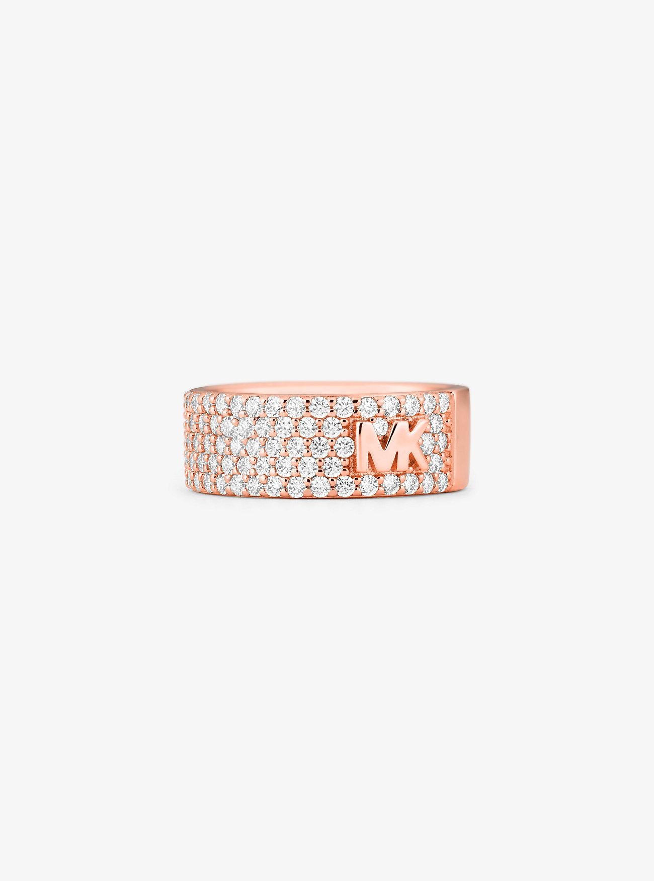 Mott Precious Metal-Plated Sterling Silver Pavé Logo Ring - ROSE GOLD
