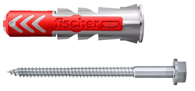 Fischer 535461 Prise DuoPower 10x50 avec vis hexagonale, lot de 25 pièces