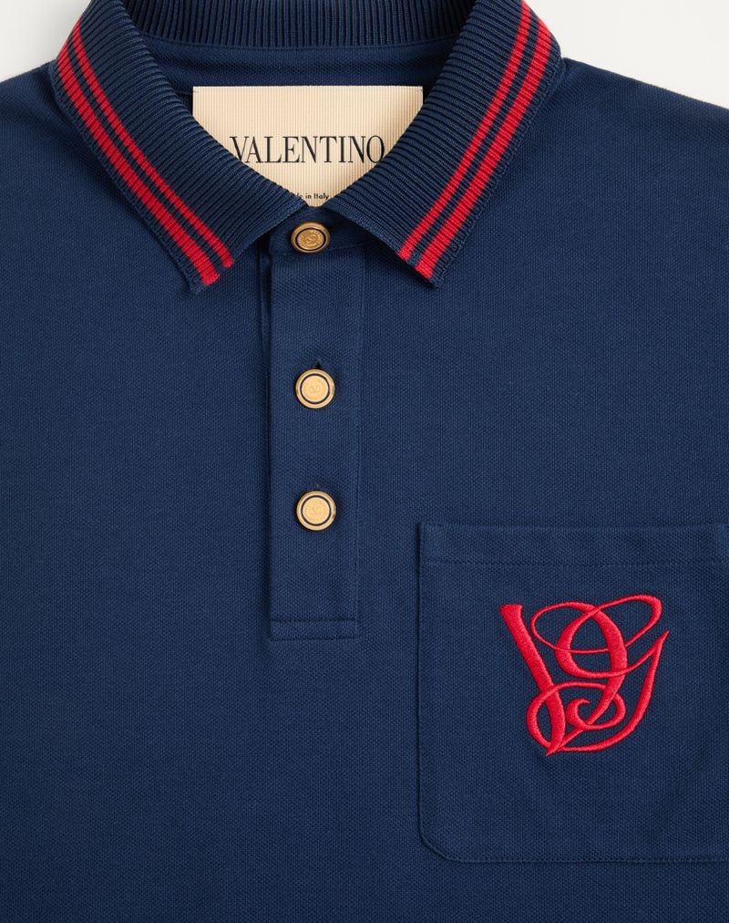Polo shirt van katoenen piqué met VG-borduurwerk