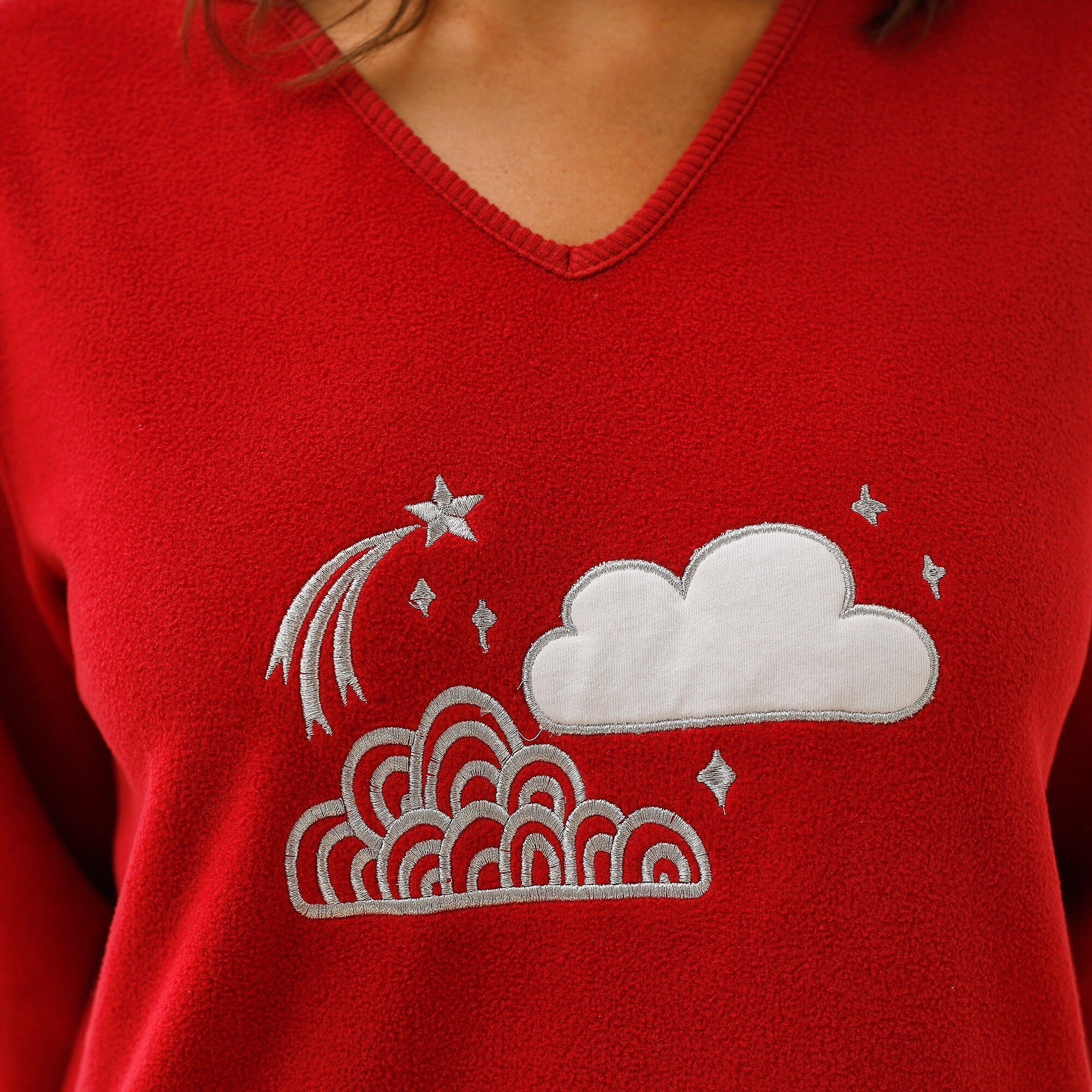 Pyjama pantalon nuage manches longues en micro-polaire