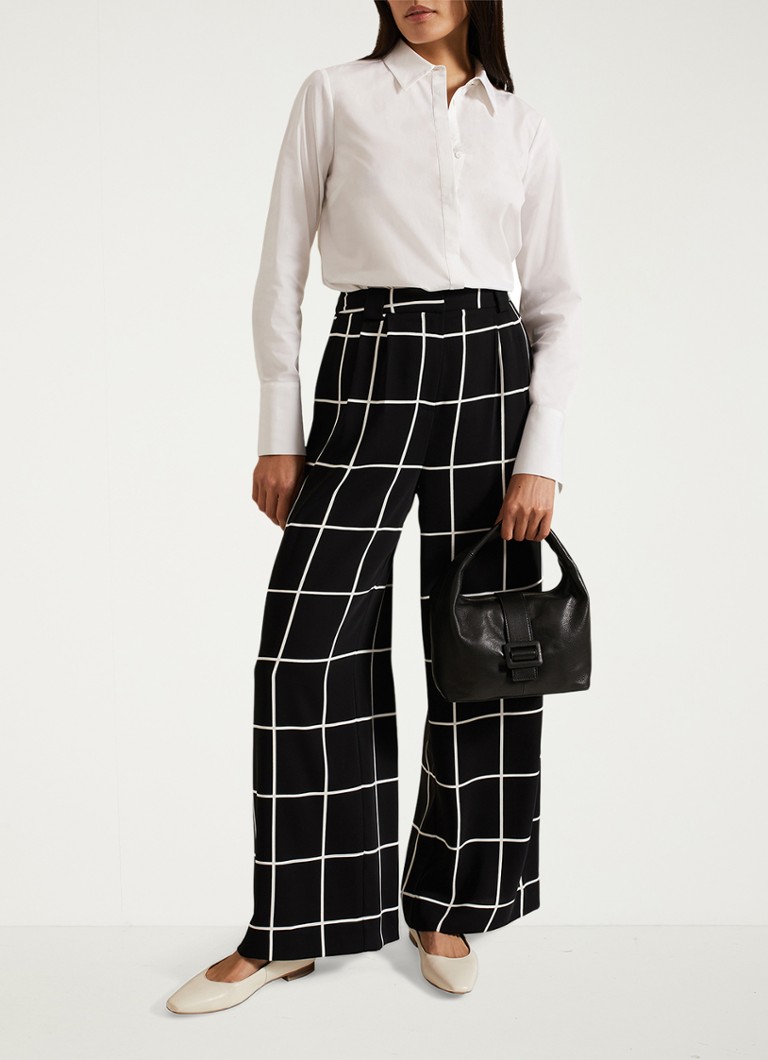 Pantaloni în carouri cu talie înaltă Phase Eight Aspen, cu croi larg