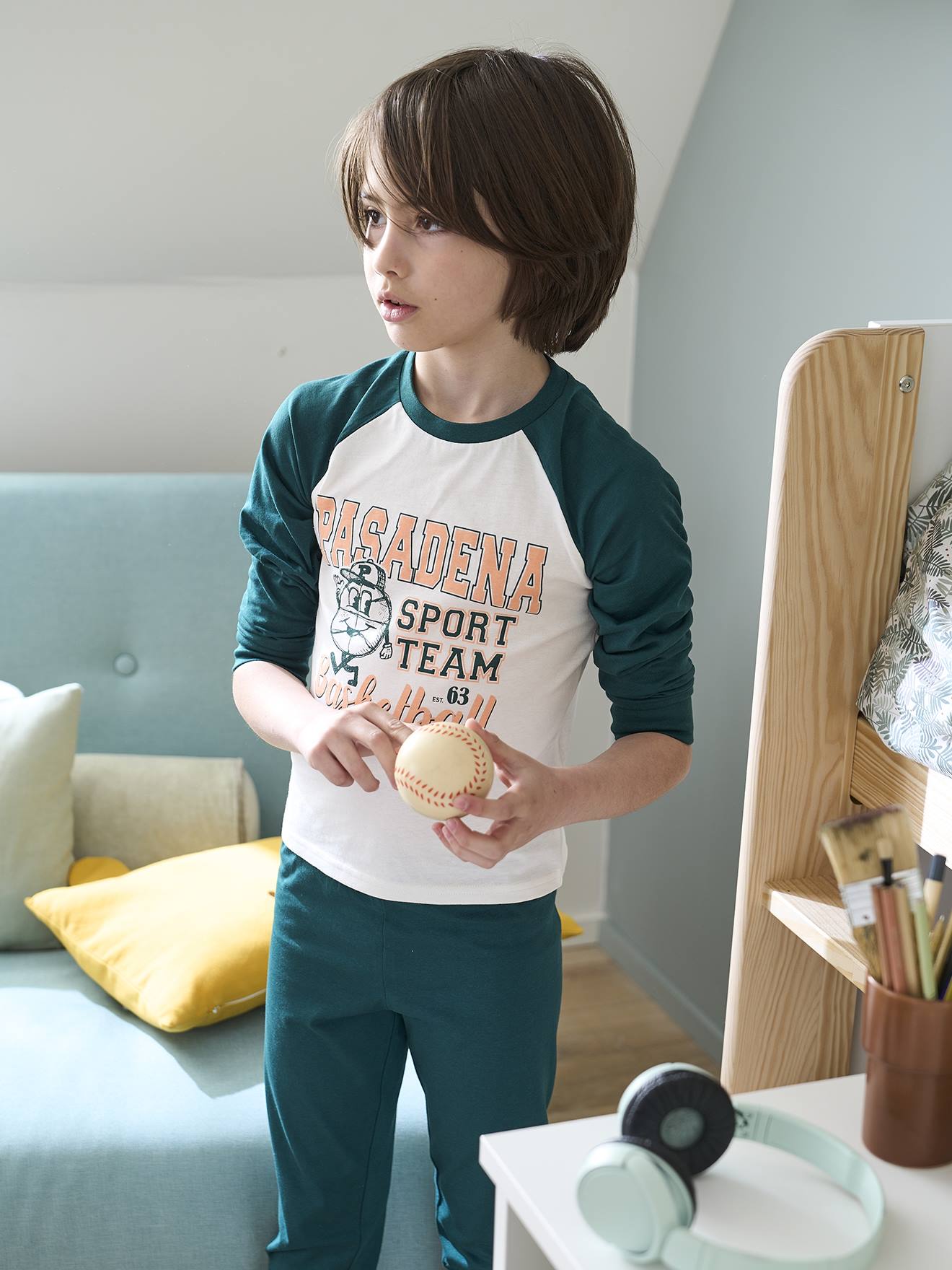 Pyjama basketball garçon vert sapin