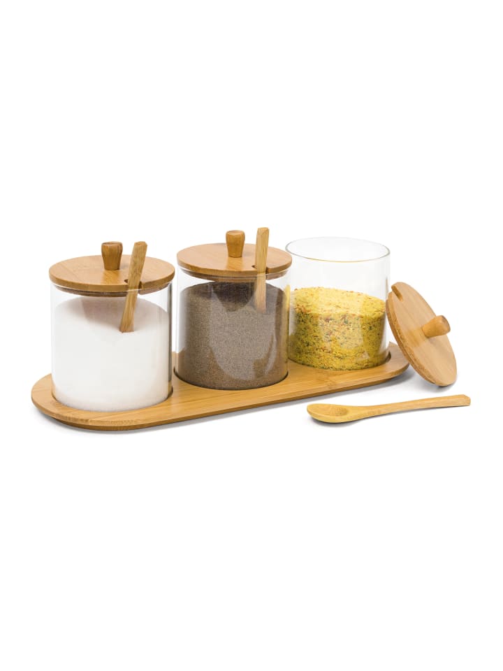 relaxdays Gewürzgläser Jiao in Natur - (B)31 x (H)12 x (T)12 cm günstig kaufen onesize