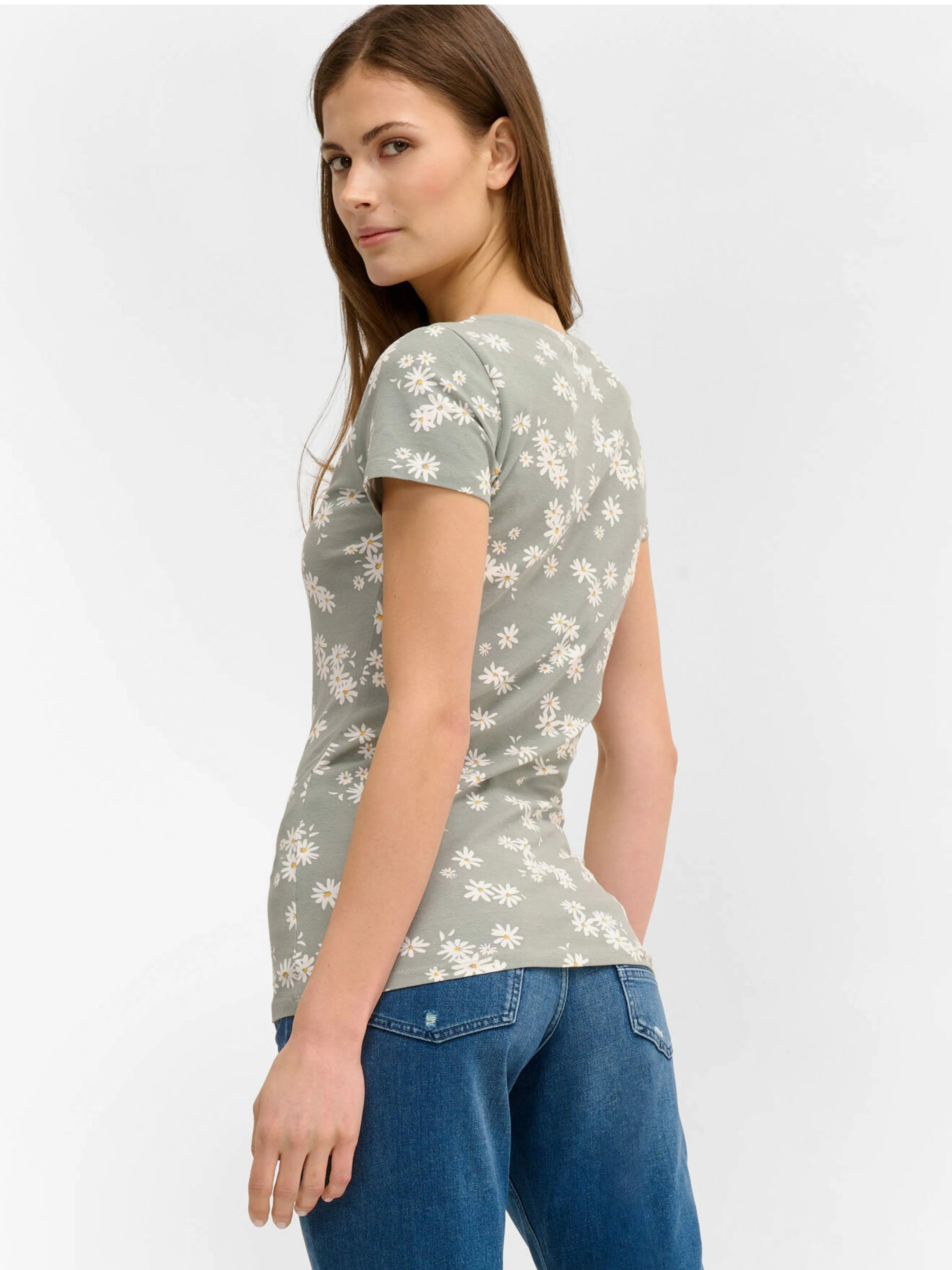 Hellgrünes T-Shirt mit Blumenmuster ORSAY