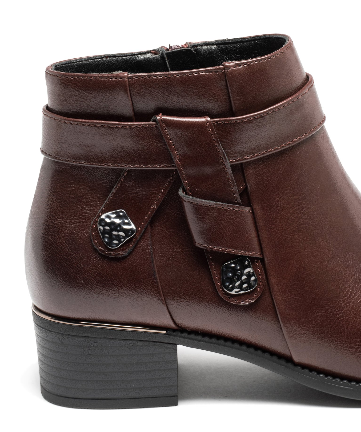 Boots à talon avec brides fantaisie sur le cté femme rouge fonce | GEMO