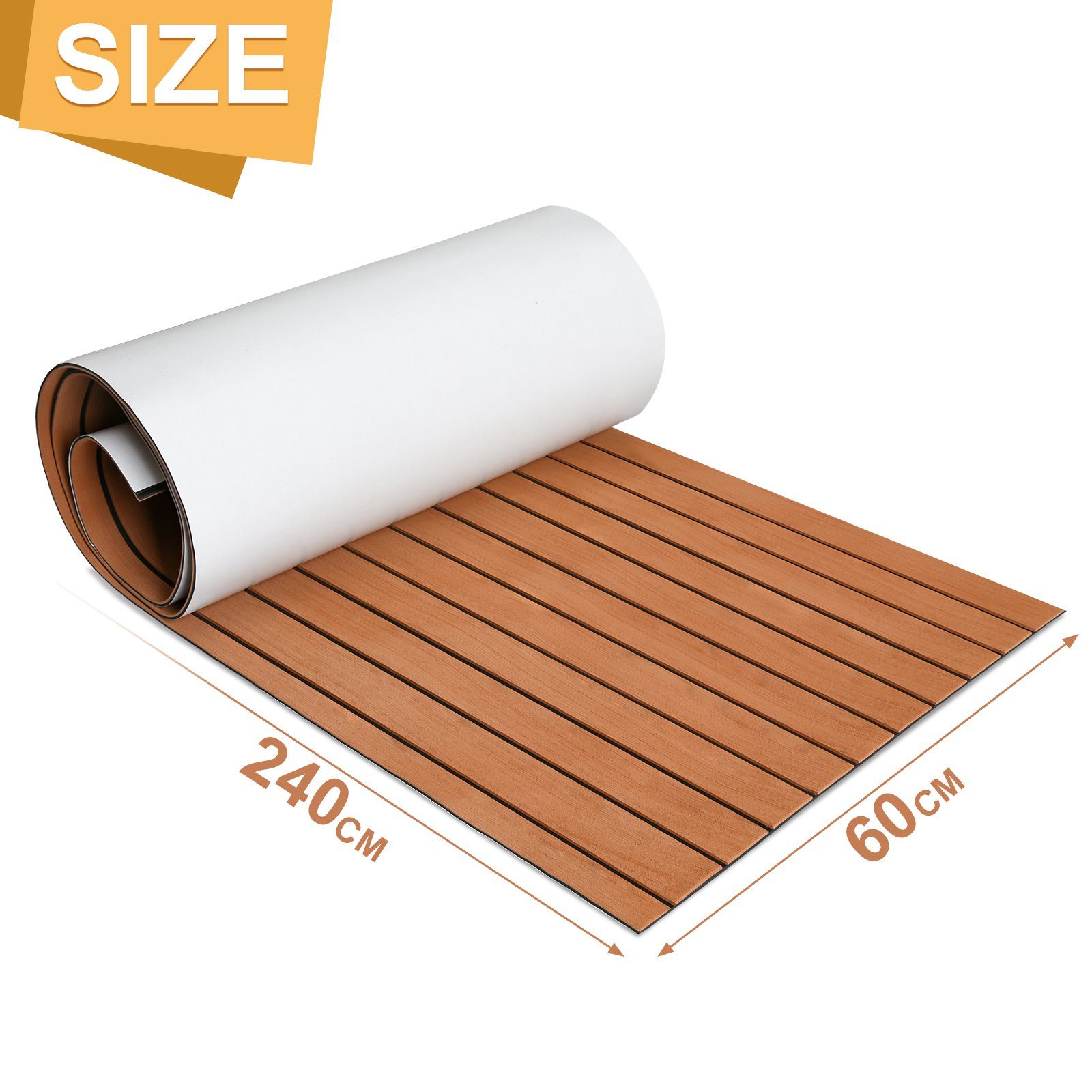 TolleTour Bodenmatte Bodenbelag Matte Marine Teak EVA Schaum Deck Teppich Yacht 240x60/90cm
