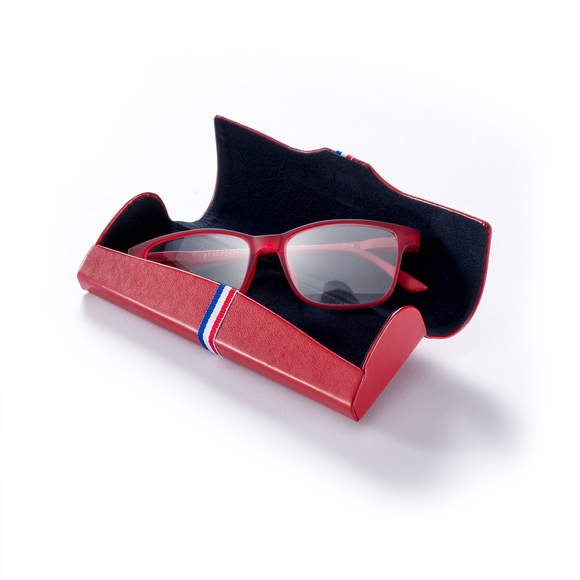 FEFI Brillenetui mit dekorativem Streifen-Band (Hardcase), inklusive Mikrofasertuch