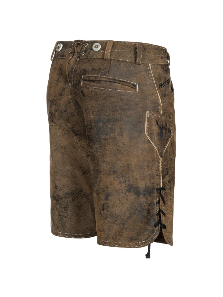 PAULGOS Lederhose Kurz Echtleder HK5 ANTIK in Whiskybraun günstig kaufen