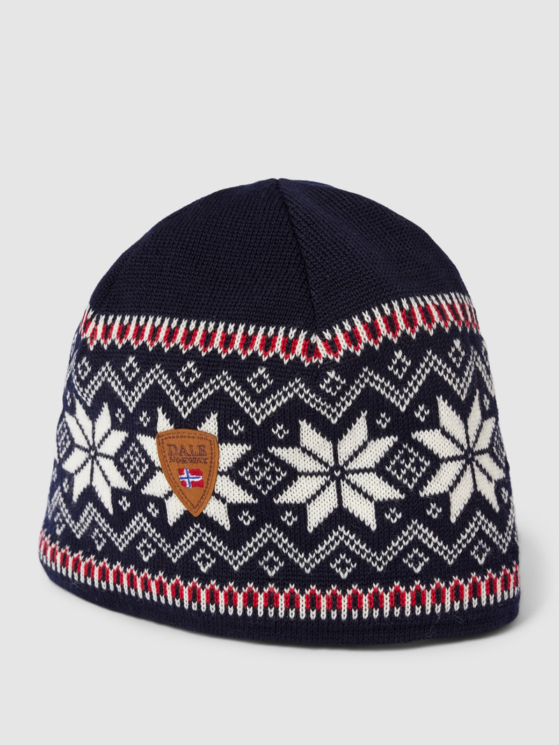 Beanie mit Allover-Muster Modell 'GARMISCH' in marineblau