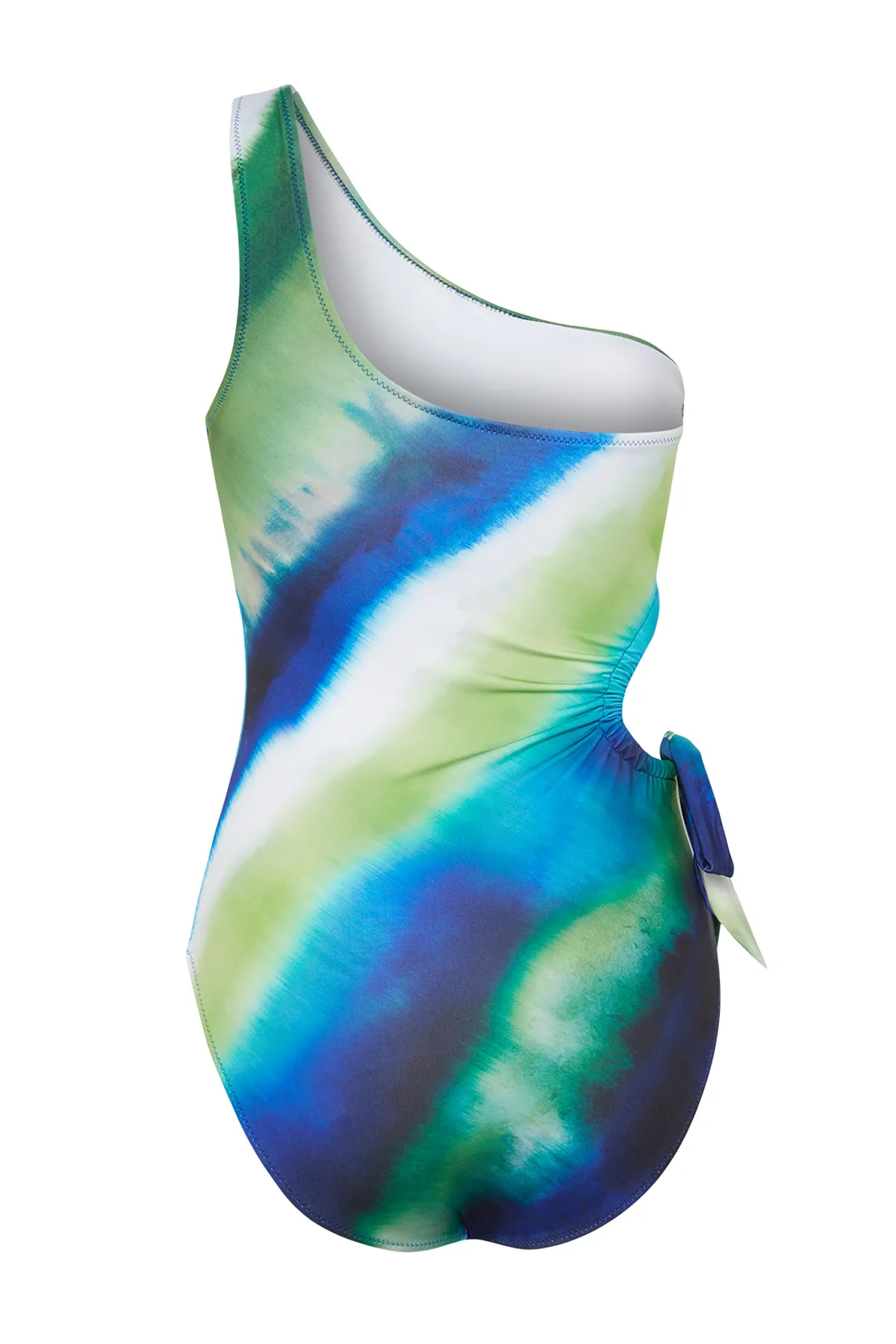 Trendyol Collection  Gestreifter, einschultriger, gebundener, normaler Badeanzug mit hohem Beinausschnitt TBESS24MA00145