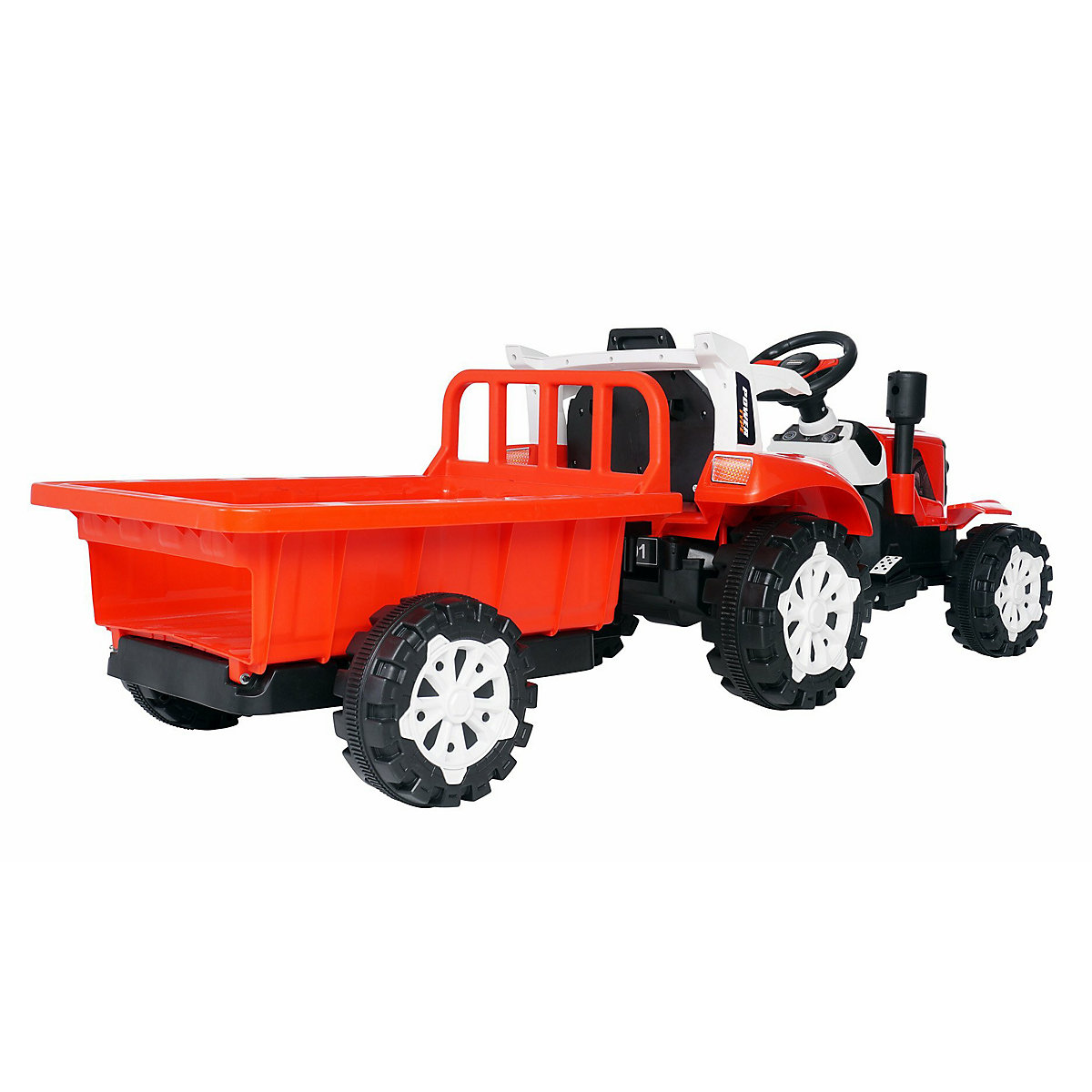 Kinder Elektroauto Traktor mit Anhänger - 2x25 Watt - Kinderauto mit Fernbedienung - Soundmodul