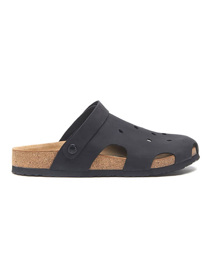 Comfortfusse Leder-Clogs in Schwarz günstig kaufen