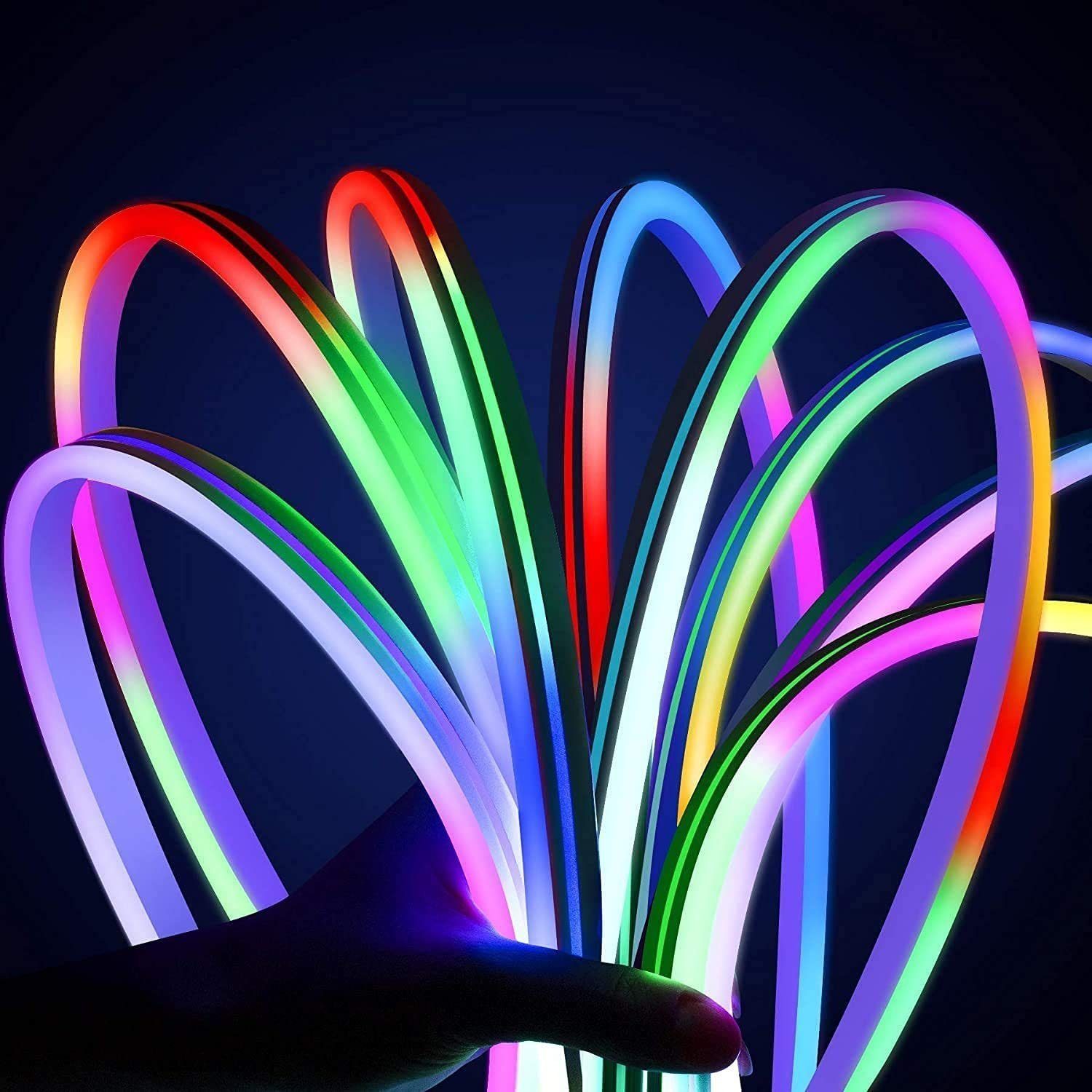 oyajia LED-Streifen Neon LED Strip 3m, RGB LED Streifen mit App-Steuerung, DIY-Funktion, LED Lichtband für Wohnzimmer, Wanddeko, mit Alexa und Google Assistant