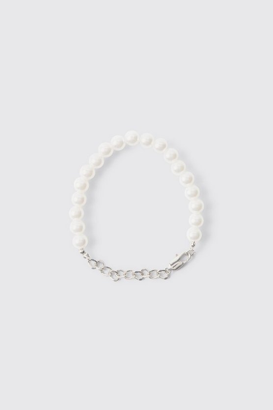 Silbernes Metall-Armband mit Perlen