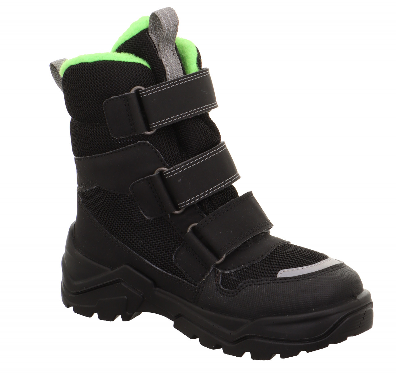 SNOW MAX - Schwarz/Grün Stiefel mit Klettverschluss