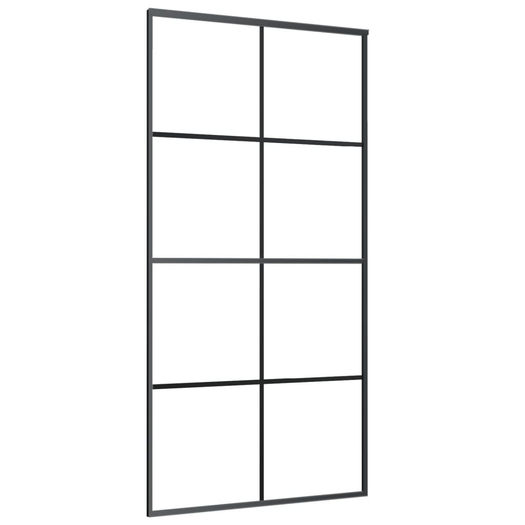 vidaXL Haustür Schiebetür Schwarz 102,5x205 cm ESG-Glas und Aluminium (1-St)