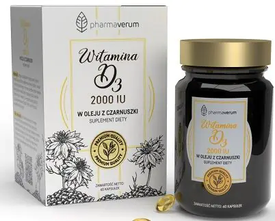Pharmaverum Βιταμίνη D3 2000 IU σε Έλαιο Μαύρου Σπόρου, Κάψουλες