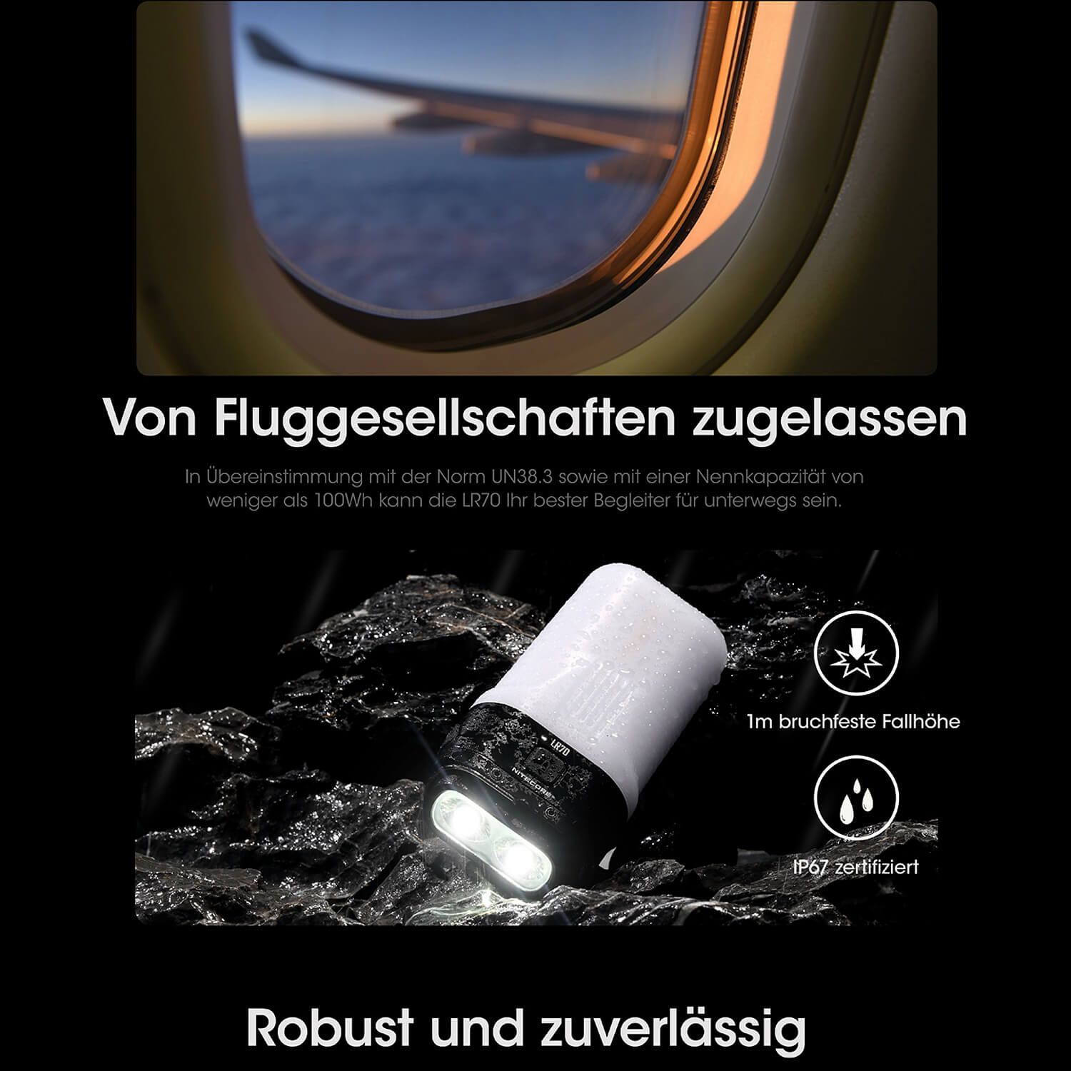 LR70 - 3000 Lumen - Taschenlampe, Powerbank, Laterne