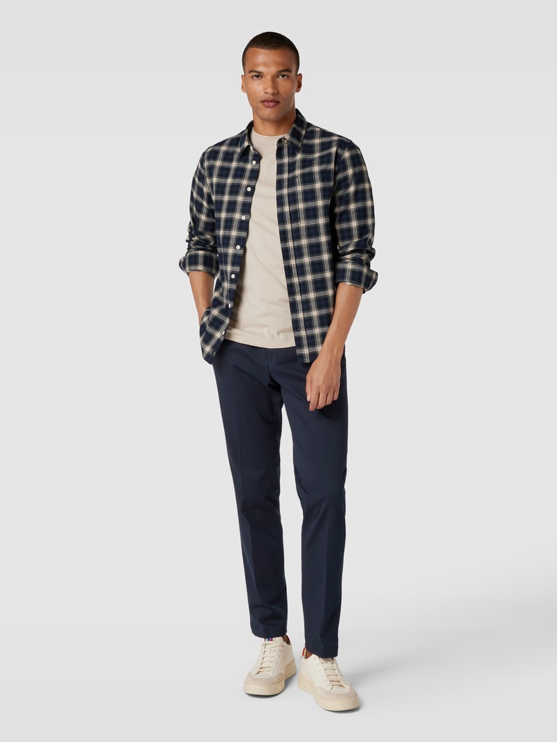 Regular Fit Chino im unifarbenen Design Modell 'Tilo' in marineblau