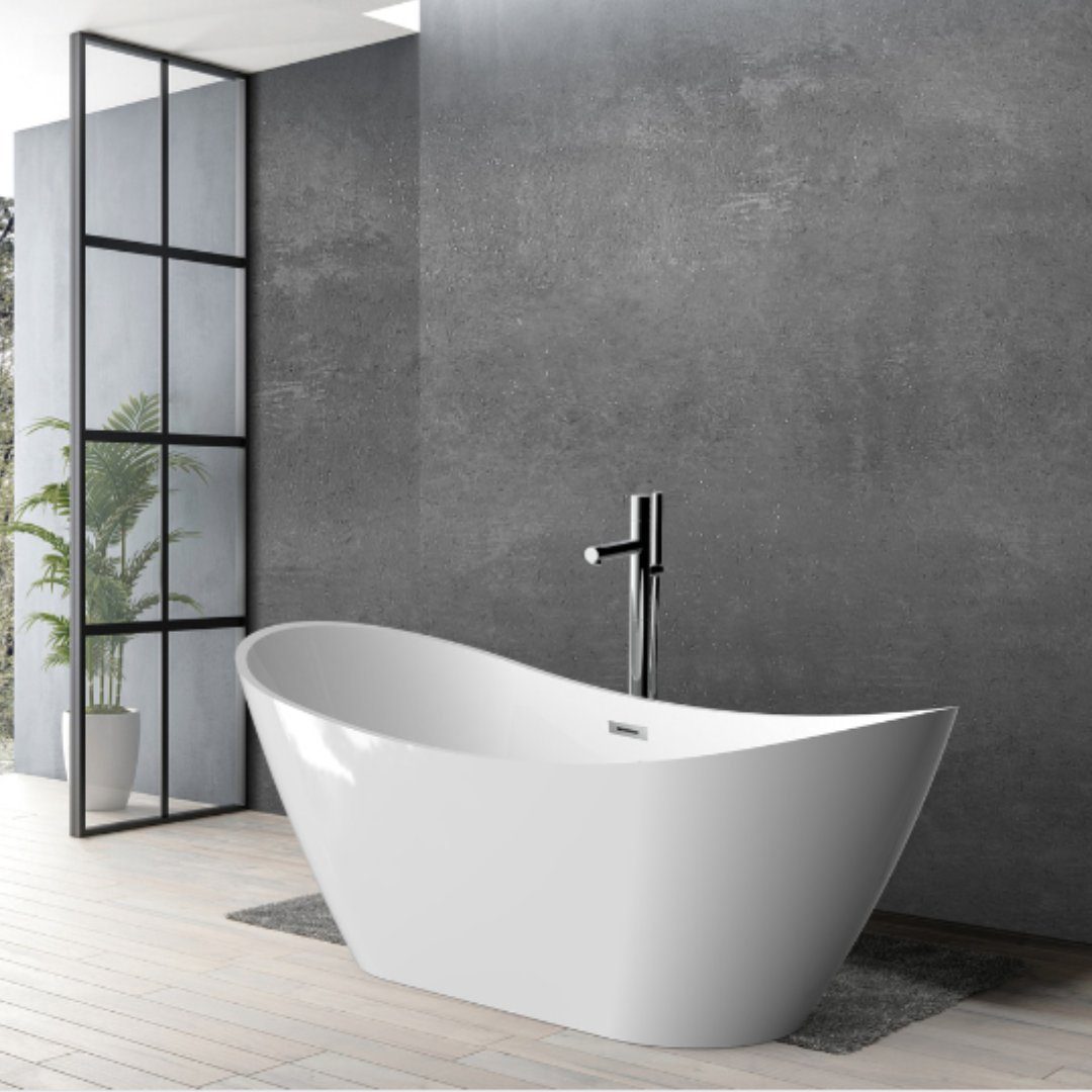 Goom Badewanne EDA, Acryl Weiß Glänzend mit Ablaufgarnitur, 150cm/170 cm