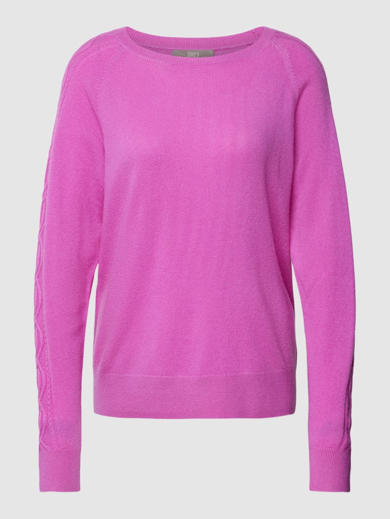 Kaschmirpullover mit Stickerei in fuchsia