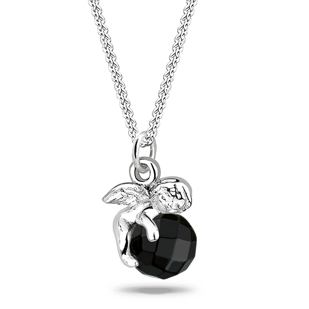 Elli Elli Collier Femme Pendentif d'Ange à l'État Brut avec Cristaux en Argent Sterlin collier