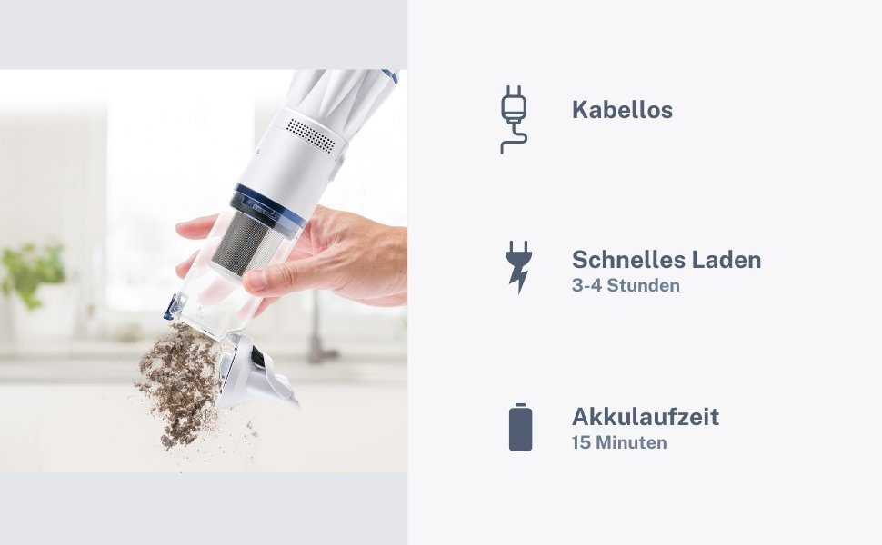 Genius Akku-Handstaubsauger Invictus One 1.0 Handstaubsauger beutellos, 90,00 W, beutellos, Beutelloser und kabelloser Akku Handsauger 90 W BLDC Motor + Zubehör