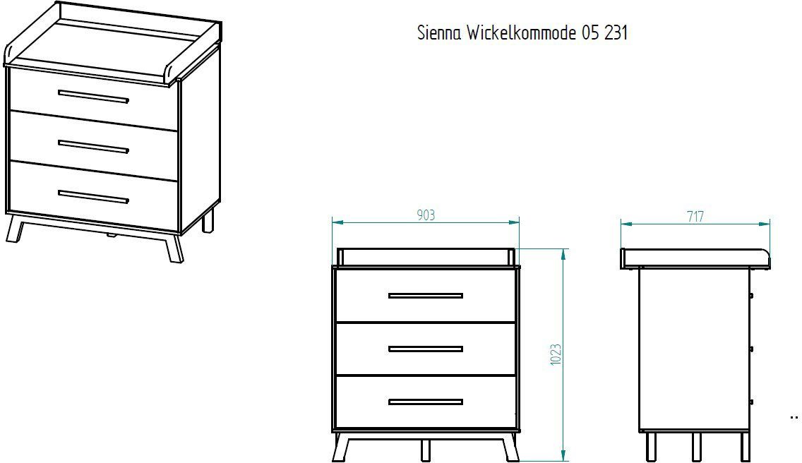 Schardt Wickelkommode Sienna Black, Made in Germany