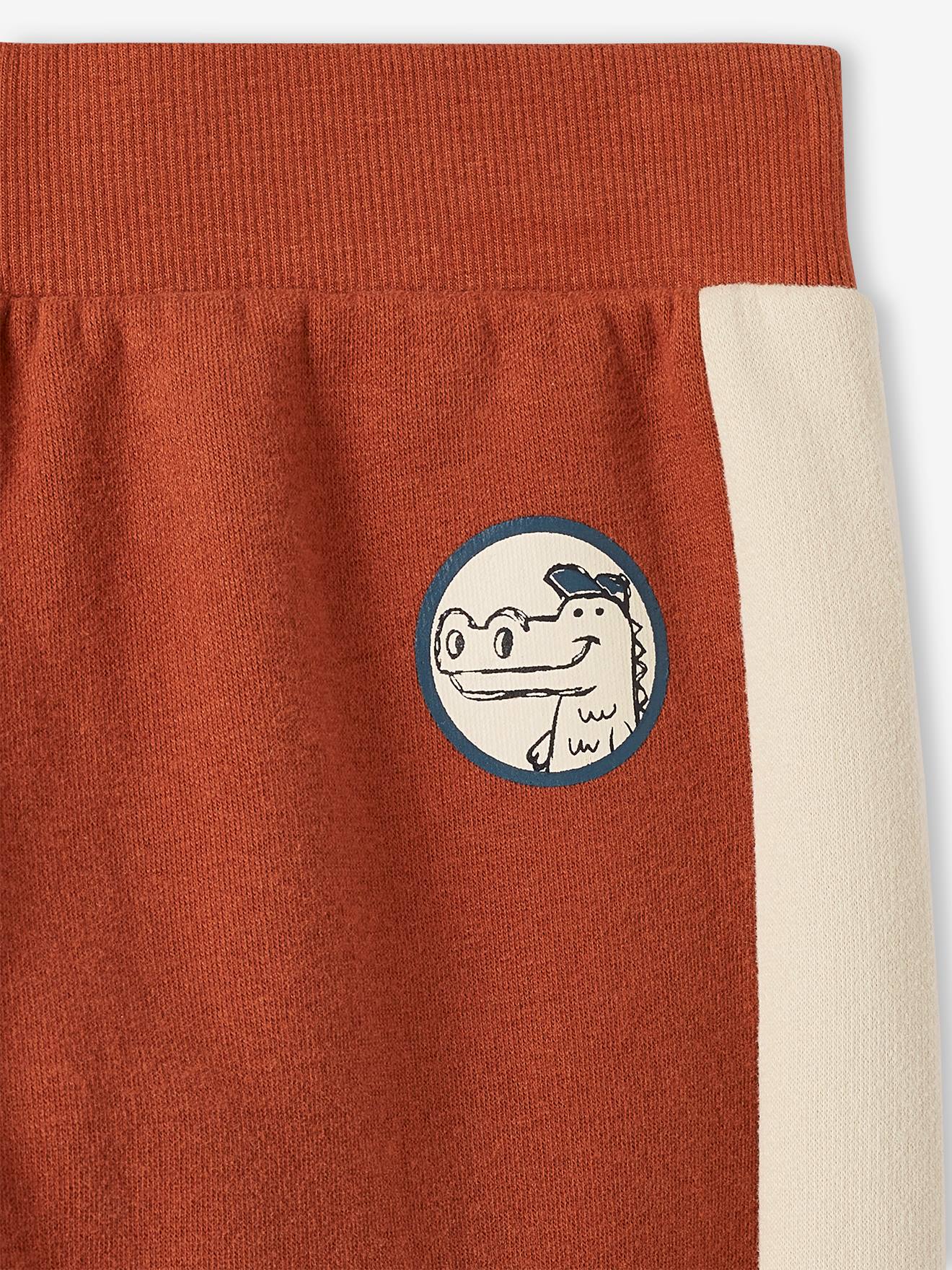 Pantalon jogging sport maternelle garçon bandes côtés noix de pécan
