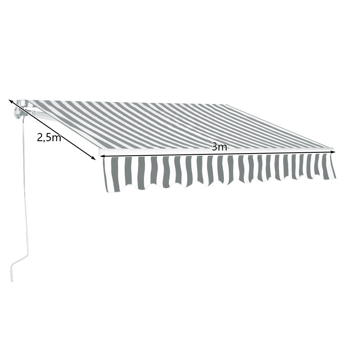COSTWAY Gelenkarmmarkise Klemmmarkise mit Kurbel, 3 x 2,5 m