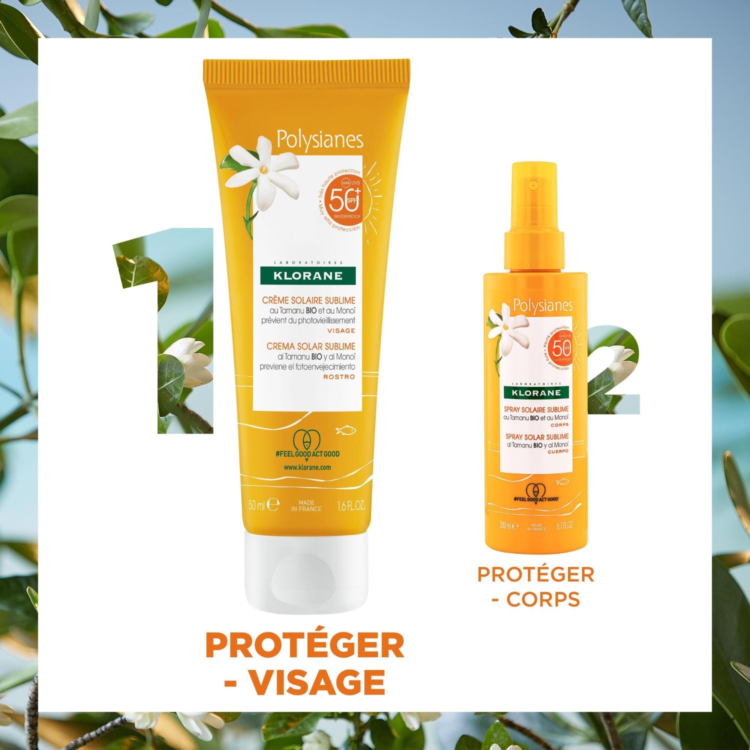 „Klorane Sublime“ apsaugos nuo saulės kremas SPF 50+ su organiniu tamanu ir monoi aliejumi