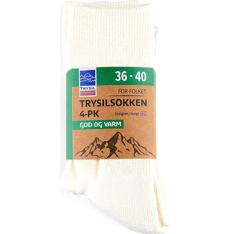 Trysil Trysilsokk 4-pk str 36/40 offwhite