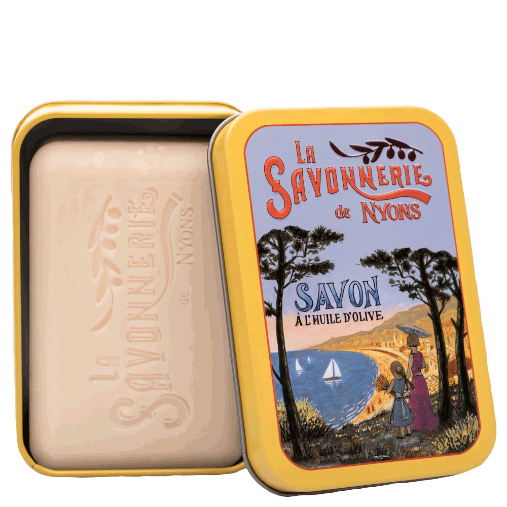 La savonnerie de nyons Savon 200g Fleur de Coton et Boîte Métal Plage Savon
