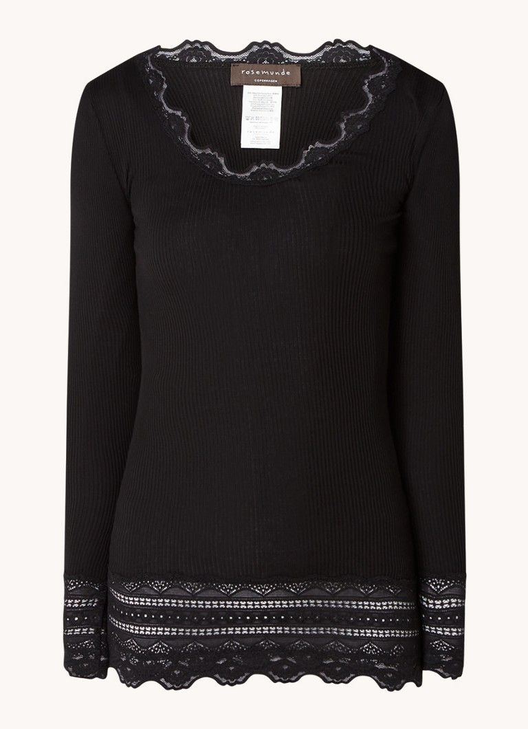 Rosemunde long sleeve in silk blend with lace texture and details