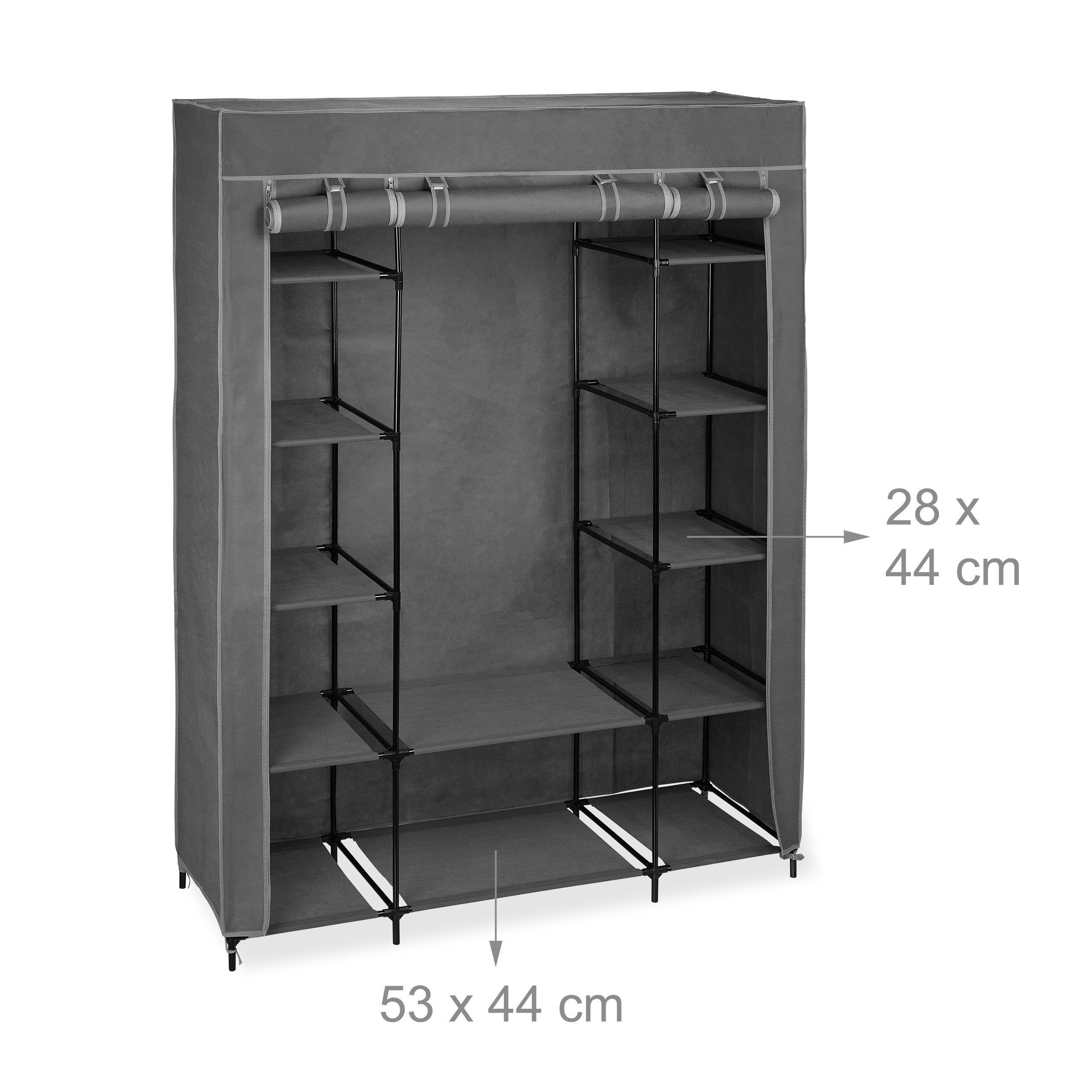 relaxdays Stoffschrank XXL Stoffschrank Anthrazit