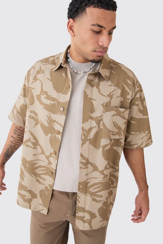 Kastiges Oversize Camouflage Ripstop-Hemd