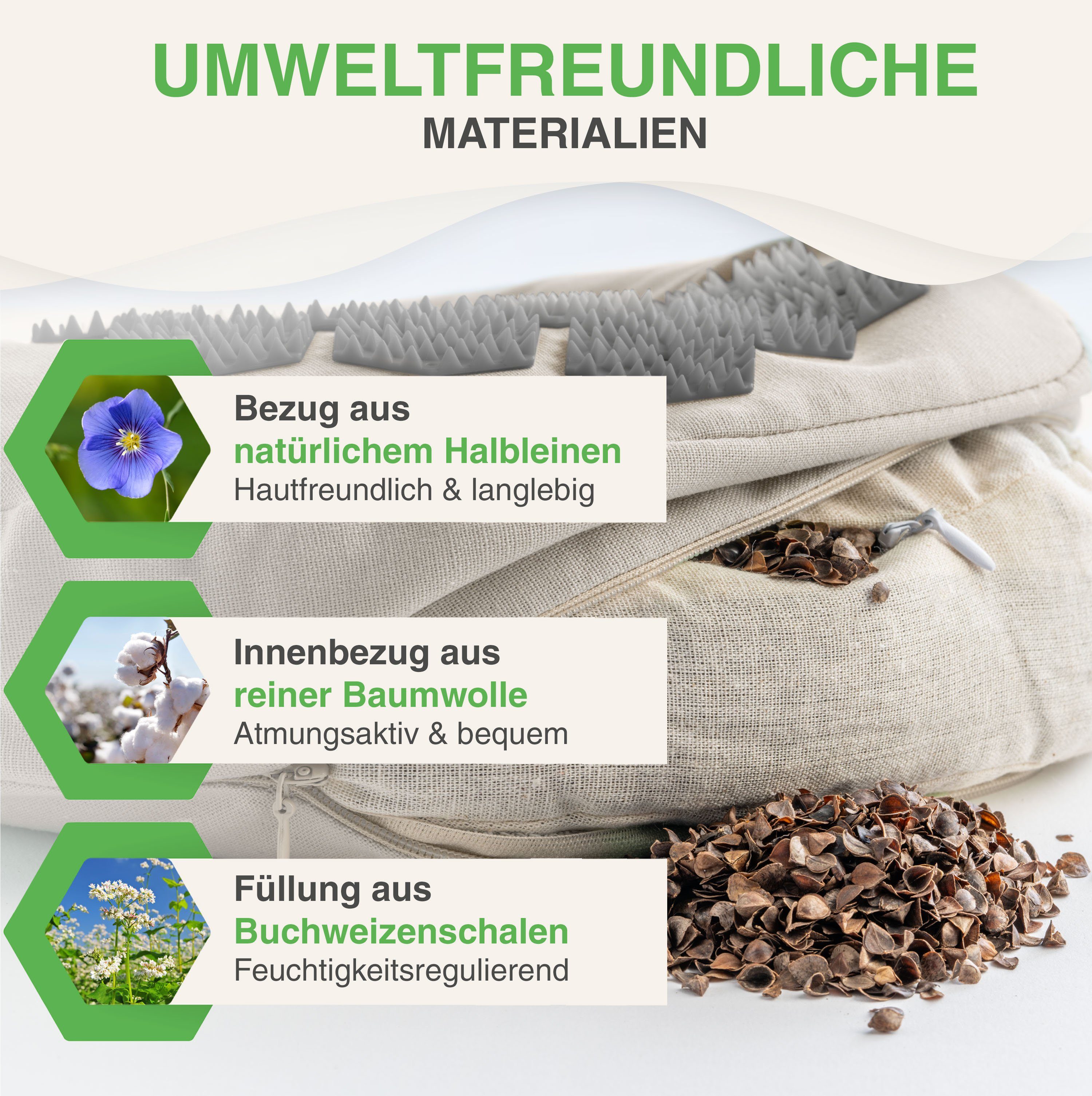 BACKLAxx® Nackenhörnchen Akupressur, Akupressur U Kissen