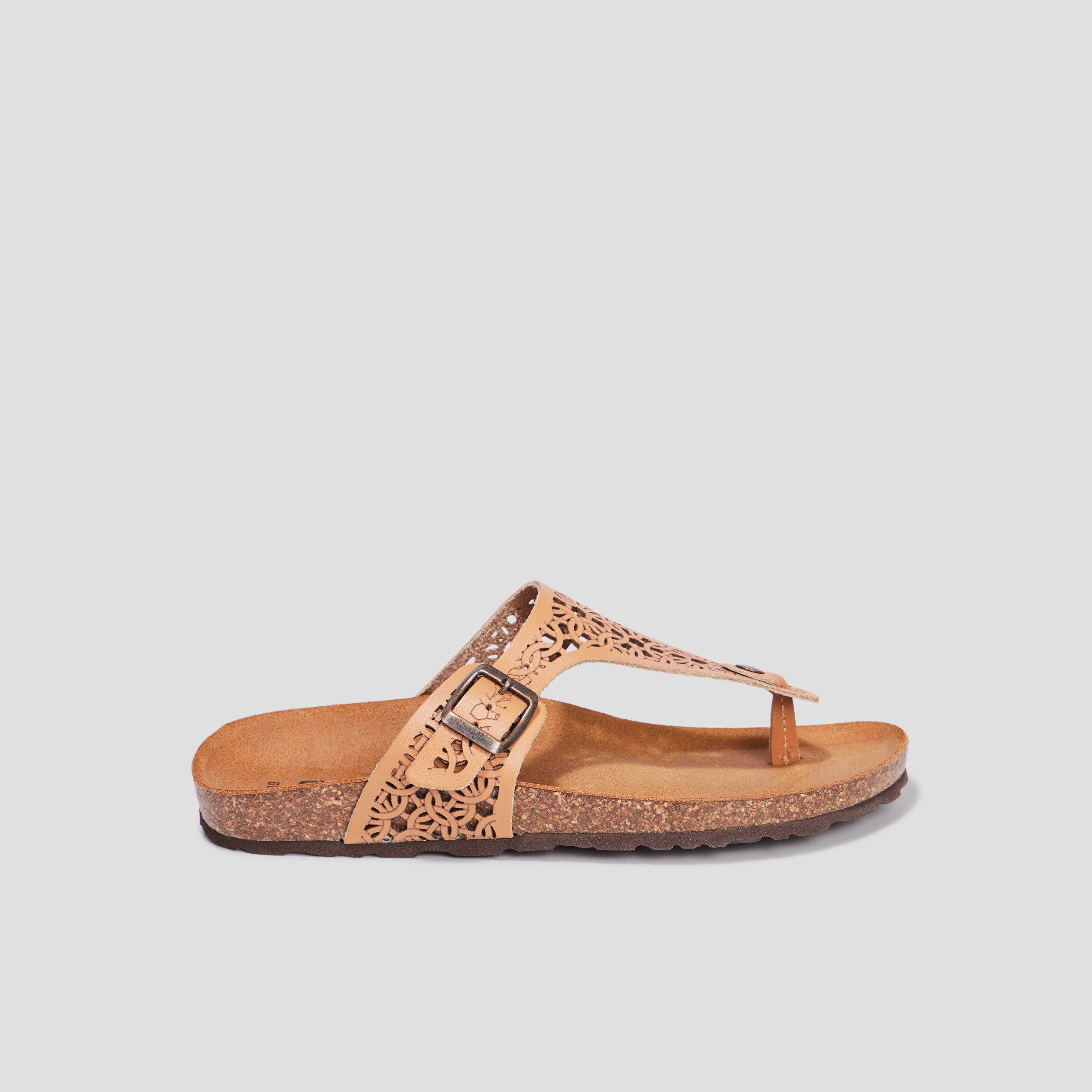 Mules détails ajourés en cuir Creeks marron femme | La Halle
