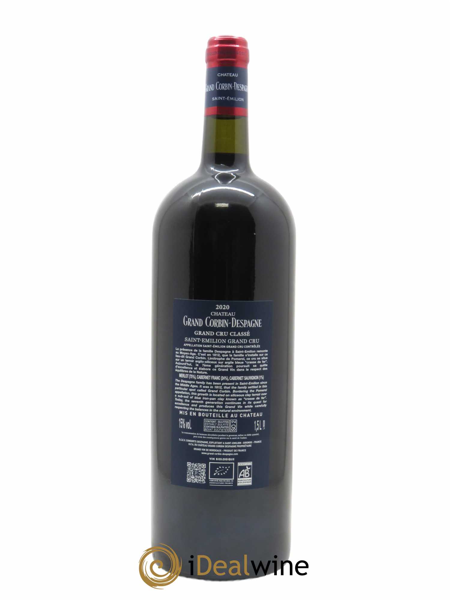 Château Grand Corbin Despagne Grand Cru Classé (CBO à partir de 6 MG) 2020 - Lot de 1 Magnum