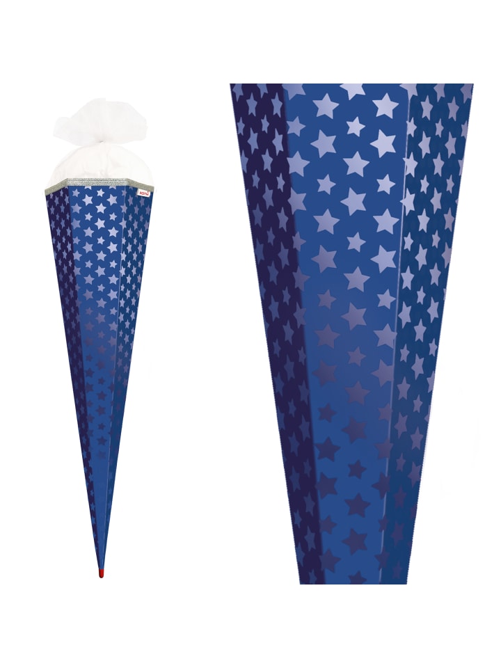 ROTH Bastel-Schultüte groß dunkelblau 85 cm, Sterne Glanzfolie in Blau günstig kaufen onesize