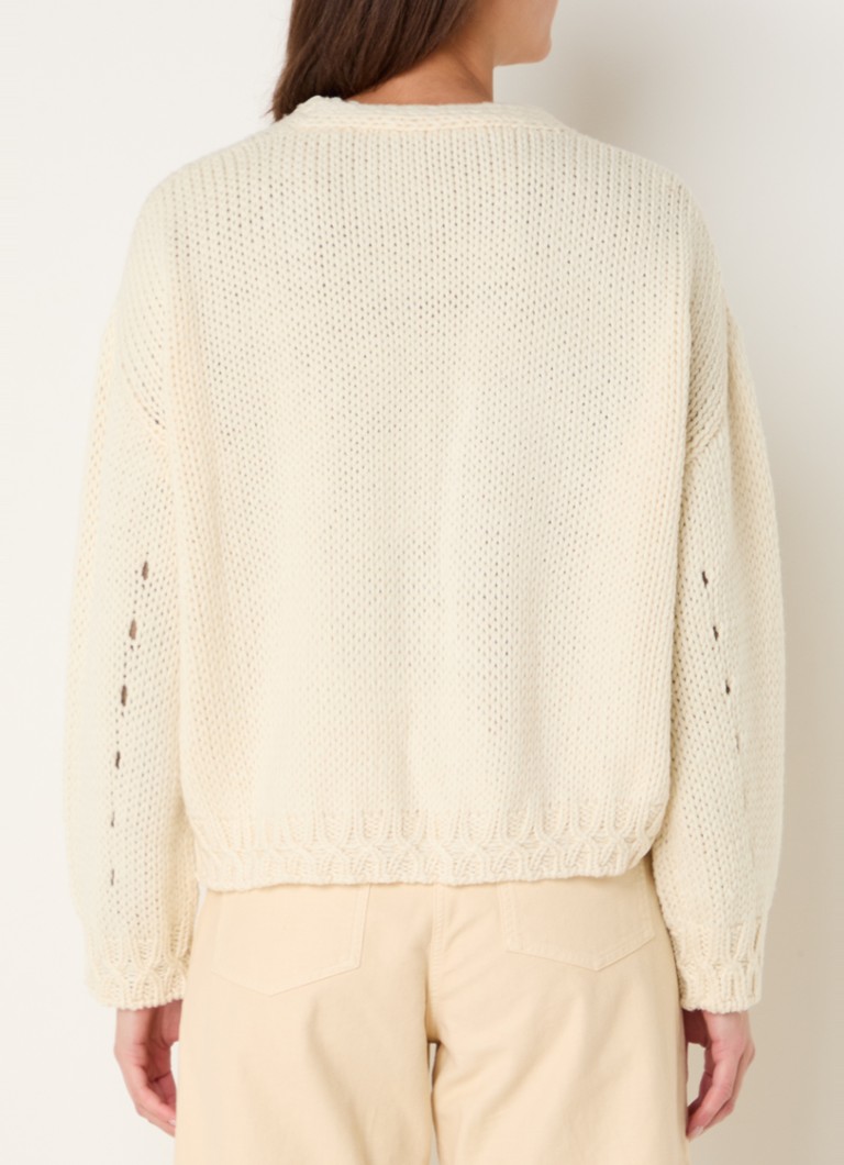 Cardigan Sessùn Ponferrada in maglia grossa di misto lana con dettagli traforati.