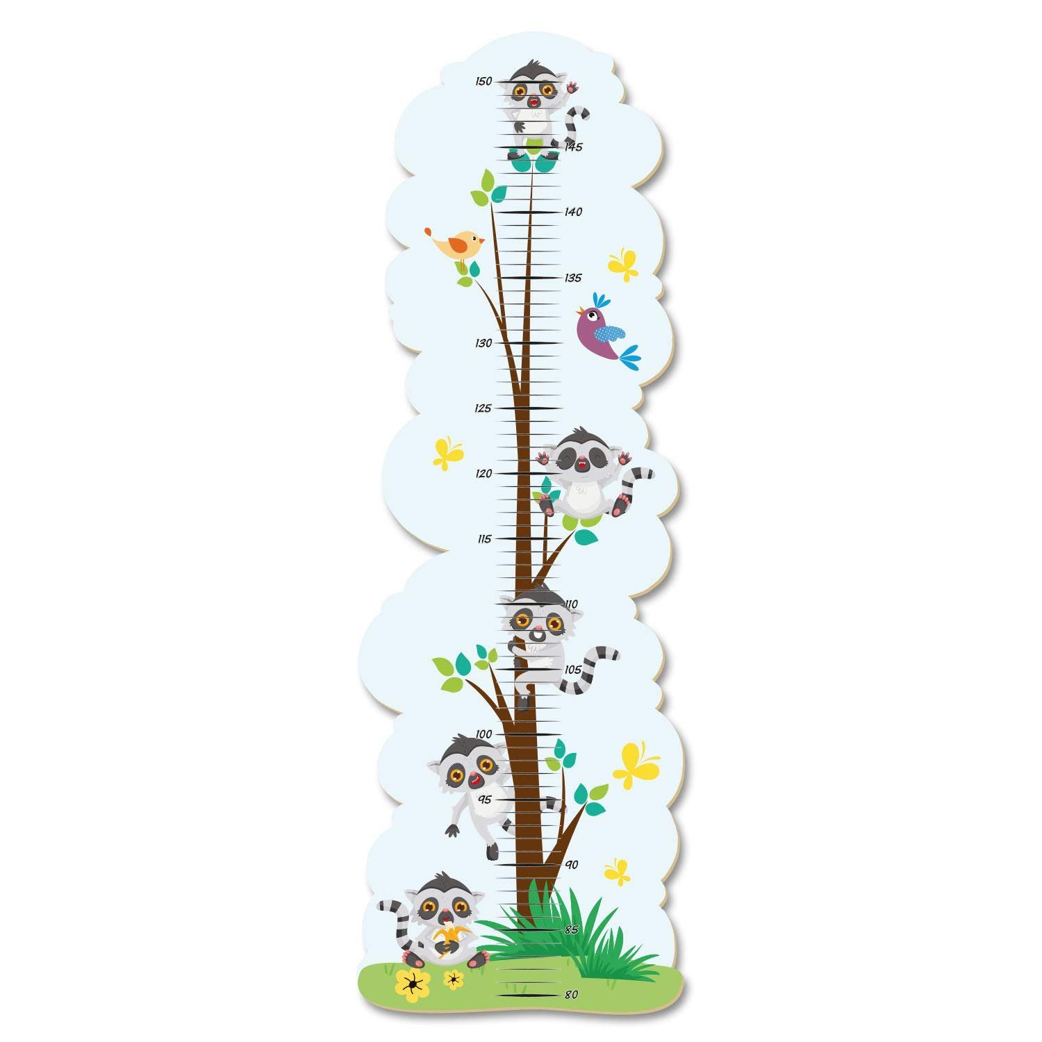 Kreative Feder Messlatte „Lemuren Baum“ für Kinder, Messlatte fürs Kinderzimmer im Norwegian Style; Messbereich 80–150 cm