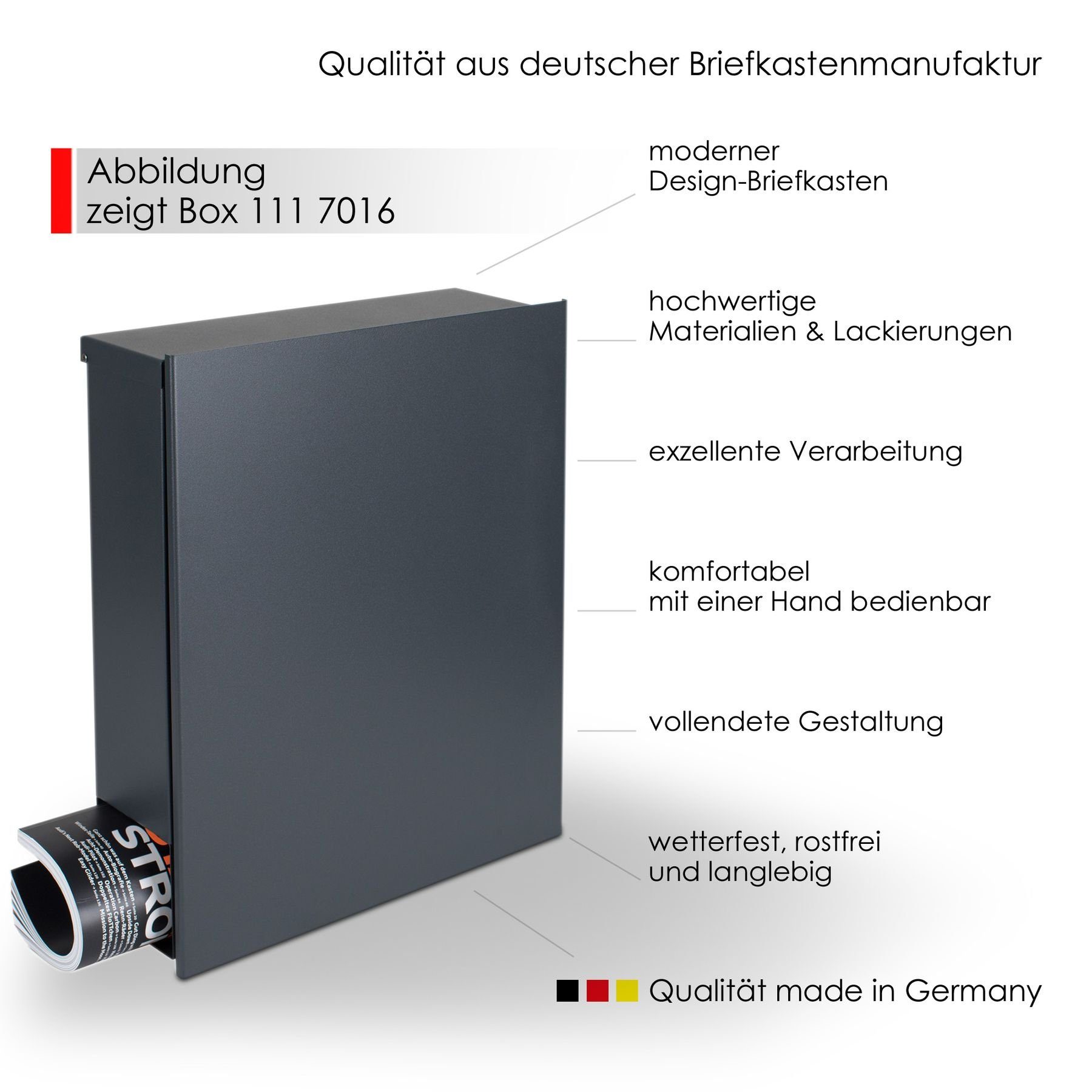 MOCAVI Briefkasten MOCAVI Box 111 VA Premium Edelstahl-Briefkasten mit Zeitungsfach in Edelstahl V2A Wandbriefkasten, integriert; passender Verschluss (zusätzlich bestellbar) für Wetterseite, beidseitig nutzbar: Box Vers 1 VA