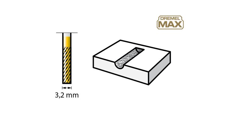 Broca de corte cilíndrica de carboneto Dremel 26159901DM 3,2 mm DREMEL® MAX (9901DM)