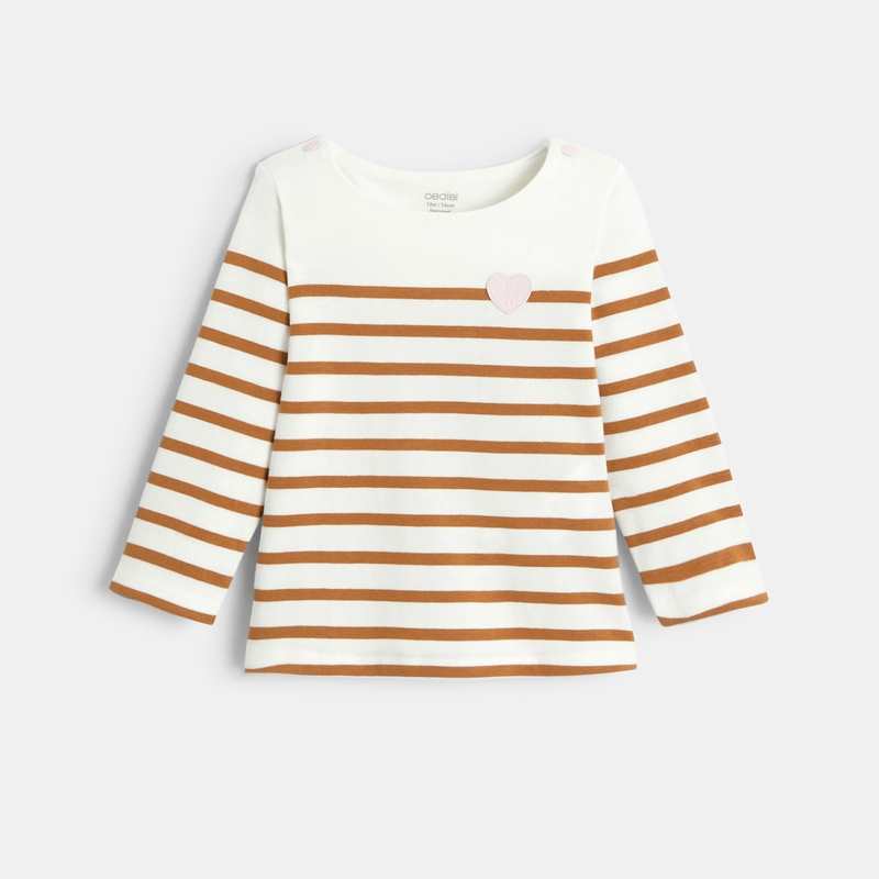 T-shirt marinière rayé marron bébé fille