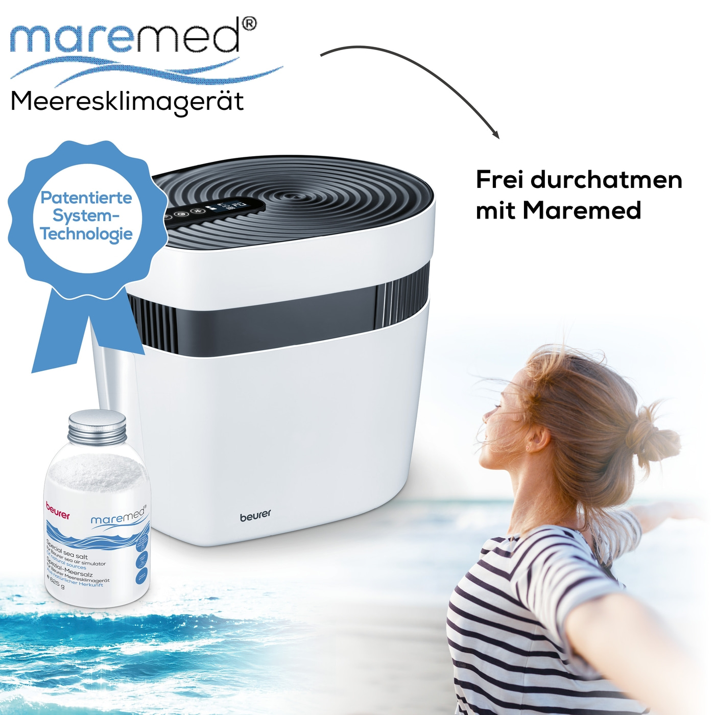 Beurer maremed® Meeresklimagerät-Meeresklimagerät mit Luftbefeuchtung & -reinigung für eine verbesserte Atmung