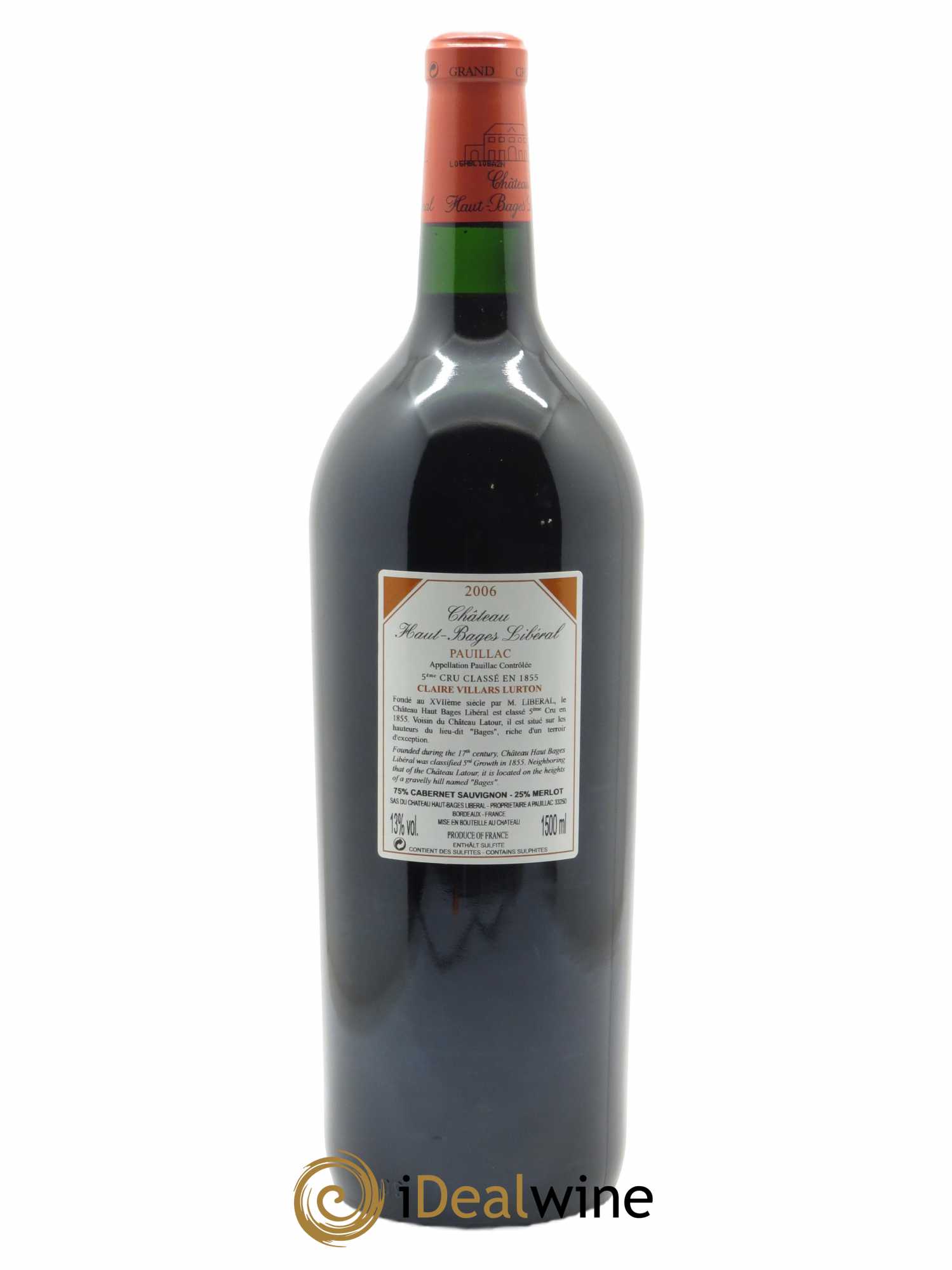 Château Haut Bages Libéral 5ème Grand Cru Classé (CBO à partir de 6 mgs) 2006 - Lot de 1 Magnum
